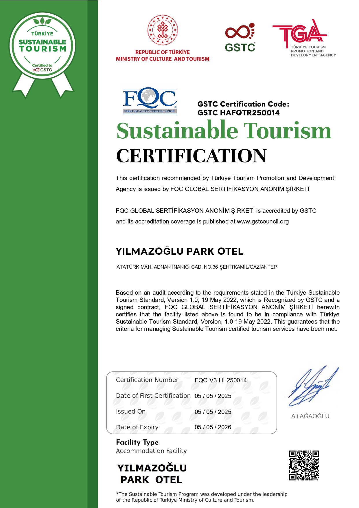 3.Aşama Sürdürebilir Turizim Sertifikası